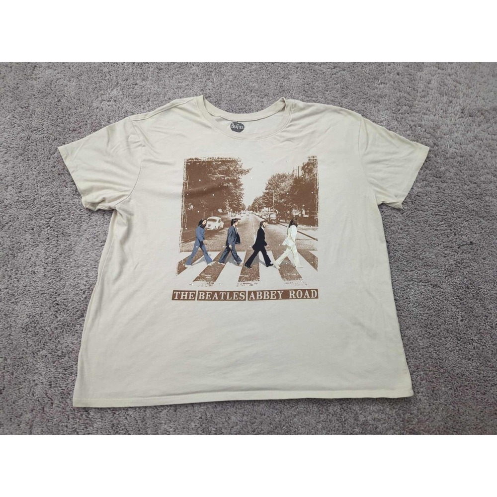 The Beatles Abbey Road T Shirt Womens XXL‎ PLUS Hybrid Apparel Tan Oversized